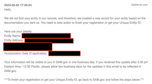The UID application email example